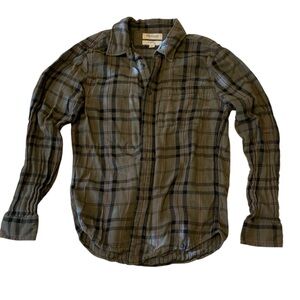 Madewell Perfect Fit Green and Black Plaid Button Down Flannel Shirt Lined | S